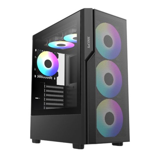 Obrázek 1stCOOL skříň GAMER 5, Mid tower, AU, USB 3.0, USB-C, 2x 140 ARGB Fan, 1x 120 ARGB Fan, bez zdroje, černá