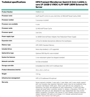 Obrázek HPE ProLiant MicroServer Gen11 E-2414 (2.8/4C) 16G VROC
