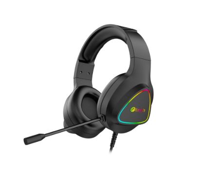 Obrázek C- TECH Herní sluchátka Midas (GHS- 17BK), RGB podsvícení, 3.5mm Jack, černá