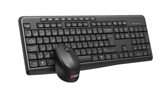 Obrázek C-TECH klávesnice s myší WLKMC-04, Bezdrátový set 2.4GHz, CZ, Černá