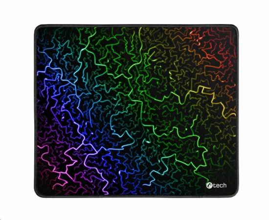 Obrázek C-TECH Herní podložka pod myš ANTHEA ARC, barevná, pro gaming, 320x270x4mm, obšité okraje