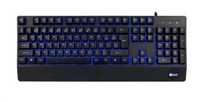 Obrázek C-TECH Klávesnice KB-104BK, USB, 3 barvy podsvícení, černá, CZ/SK