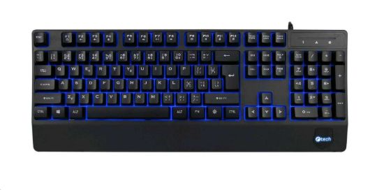 Obrázek C-TECH Klávesnice KB-104BK, USB, 3 barvy podsvícení, černá, CZ/SK