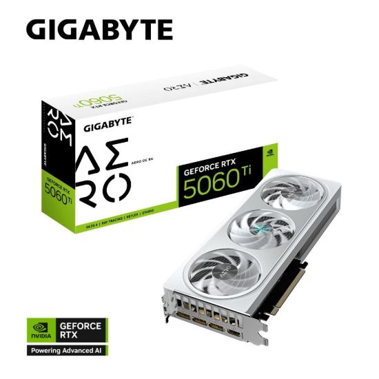 Obrázek GIGABYTE VGA NVIDIA GeForce RTX 5060 Ti AERO OC 8G, 8G GDDR7, 3xDP, 1xHDMI