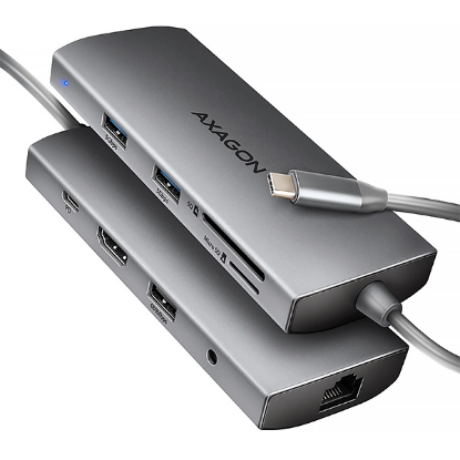 Obrázek AXAGON HMC-8HLSA, USB 5Gbps hub, 3x USB-A, HDMI 4k/60Hz, kabel USB-C 20cm