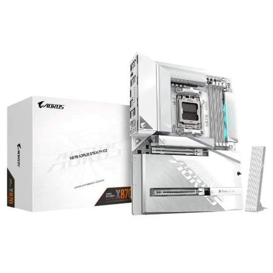Obrázek GIGABYTE MB Sc AM5 X870 AORUS STEALTH ICE, AMD X870, 4xDDR5, 1xHDMI, 2xUSB4, WiFi