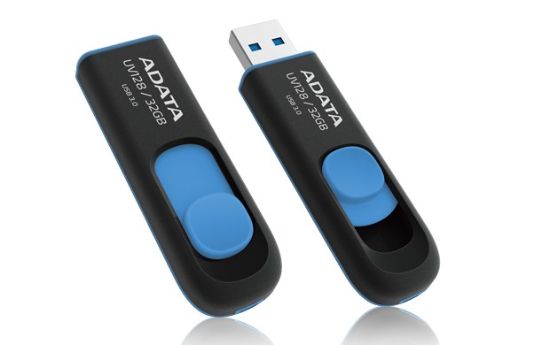 Obrázek ADATA Flash Disk 32GB UV128, USB 3.1 Dash Drive (R:40/W:25 MB/s) černá/modrá