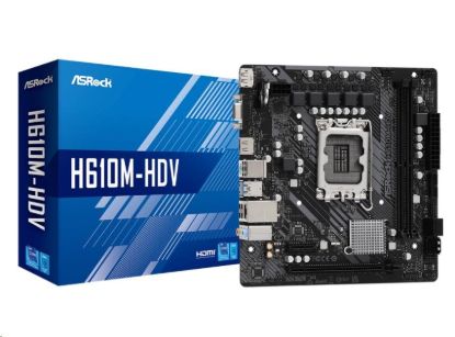Obrázek BAZAR - ASRock MB Sc LGA1700 H610M-HDV, Intel H610, 2xDDR4, 1xDP, 1xHDMI, 1xVGA, mATX - Po opravě (Bez příšlušenství)