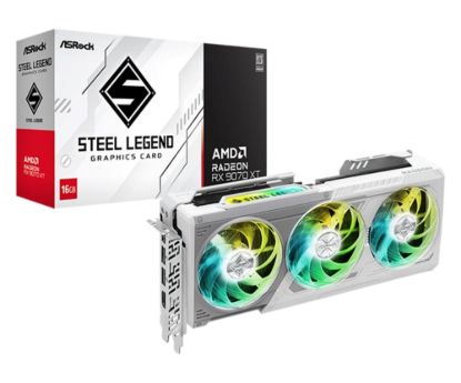 Obrázek ASRock VGA AMD Radeon RX 9070 XT Steel Legend 16GB, RX 9070 XT, 16GB GDDR6, 3xDP, 1xHDMI