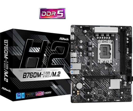 Obrázek ASRock MB Sc LGA1700 B760M-H2/M.2, Intel B760, 2xDDR5, 2xHDMI, mATX