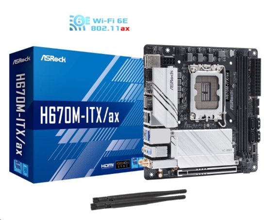 Obrázek BAZAR - ASRock MB Sc LGA1700 H670M-ITX/AX, Intel H670, 2xDDR4, 1xDP, 1xHDMI, WI-FI, mini-ITX - Po opravě (Bez příšlušens