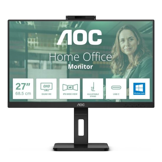 Obrázek AOC MT IPS LCD WLED 27" Q27P3CW - IPS panel, 2560x1440, 350cd, 2xHDMI, DP, USB-C, 4x USB 3.2, repro, pivot, webcam