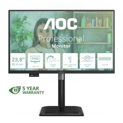 Obrázek AOC MT 23,8" 24P4U - 1920x1080,IPS,120Hz,1xVGA,1xHDMI,1xDP,USBhub,Repro,Pivot