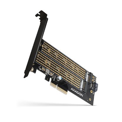 Obrázek AXAGON PCEM2- D, PCIe x4 - M.2 NVMe M- key + SATA B- key slot adaptér, vč. LP