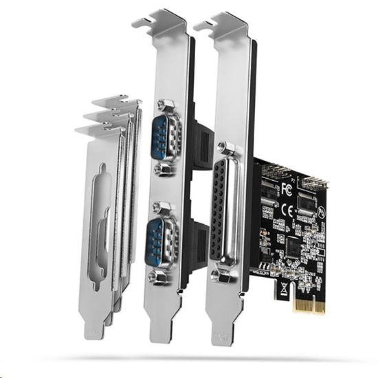 Obrázek AXAGON PCEA-PSN, PCIe řadič - 1x paralelní (LPT) + 2x sériový port (RS232) 250 kbps, vč. LP