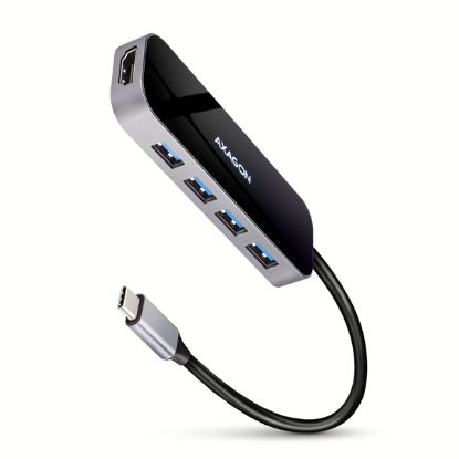 Obrázek AXAGON HMC- 6H4A, USB 3.2 Gen 1 hub, porty 4x USB- A, HDMI 4k/ 30Hz, PD 100W, kabel USB- C 20cm