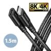 Obrázek AXAGON BUCM32- CF15AB prodlužovací kabel USB- C (M) <- > USB- C (F), 1.5m, USB 20Gbps, PD 240 W 5A, 8K HD, ALU, oplet…
