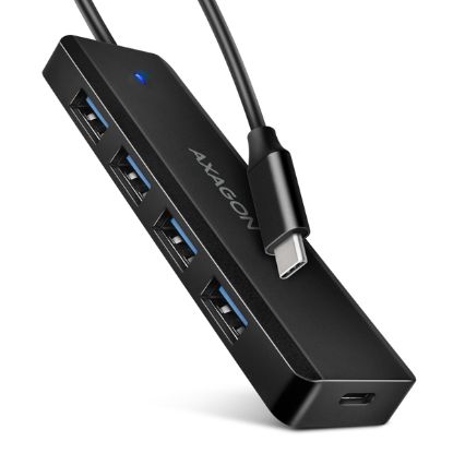 Obrázek AXAGON HUE- C1C, 4x USB 5Gbps TRAVEL hub, USB- C napájecí konektor, kabel USB- C 19cm