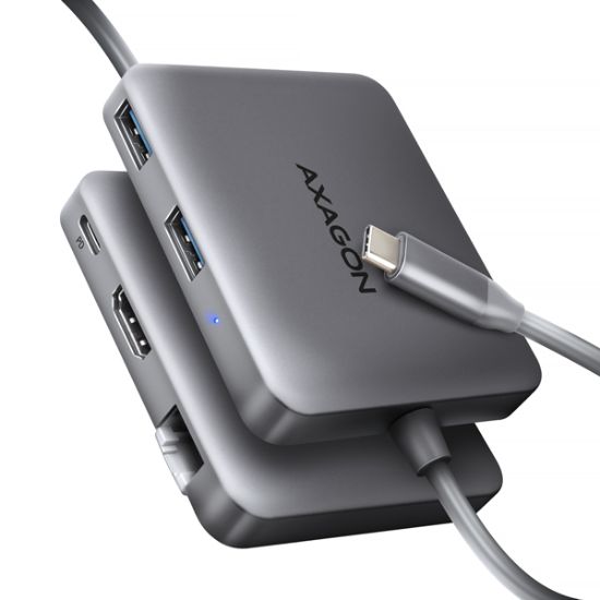Obrázek AXAGON HMC-5HL USB 5Gbps hub, 2x USB-A, HDMI 4k/60Hz, RJ-45 GLAN, PD 100W, kabel USB-C 20cm