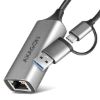 Obrázek AXAGON ADE- TXCA, USB- C + USB- A 3.2 Gen 1 - Gigabit Ethernet síťová karta, Asix AX88179, auto instal