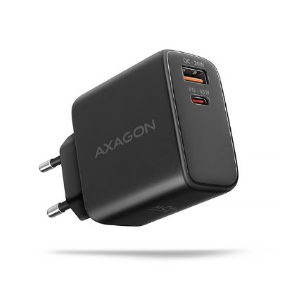 Obrázek AXAGON ACU-PQ45 GaN nabíječka do sítě 45W, 2x port (USB-A + USB-C), PD3.0/PPS/QC4+/SFC 2.0/AFC/Apple