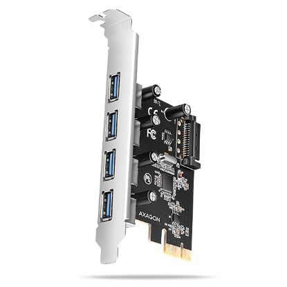 Obrázek AXAGON PCEU- 430RS, PCIe řadič, 4x USB 5Gbps port, SATA napájení, Renesas PD720201, SP