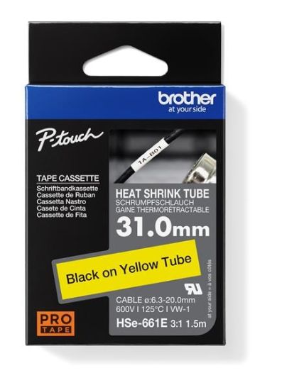 Obrázek BROTHER smršťovací bužírka - HSE-661E žlutá pro D800 P900 P950 - 31mm / 6,3-20mm / 3:1