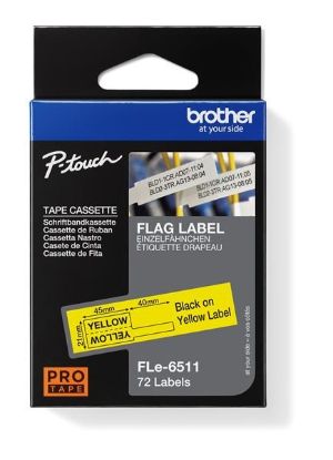 Obrázek BROTHER FLe-6511 předřezané štítky - černá na žluté, 21 mm šířka