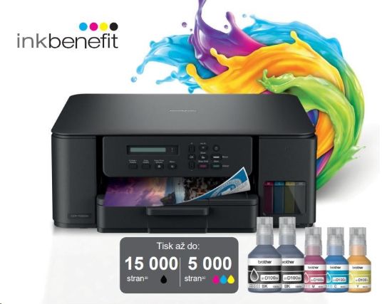 Obrázek BROTHER multifunkce inkoustová DCP-T530DW - A4 128MB 2400x600 16ppm USB 2.0. WIFI  - INKTANK, INK BENEFIT