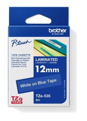 Obrázek BROTHER TZE535 - kazeta TZ šířky 12mm, laminovaná TZE-535, modrá/bílé písmo