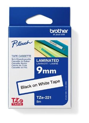 Obrázek BROTHER TZE221 - kazeta TZ šířky 9mm, laminovaná TZE-221, bílá/černé písmo
