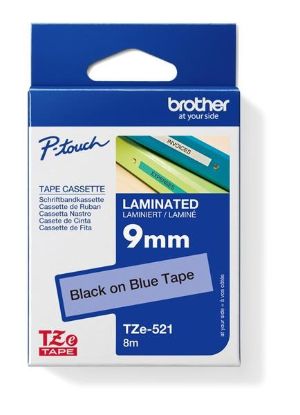 Obrázek BROTHER TZE521 - kazeta TZ šířky 9mm, laminovaná TZE-521, modrá/černé písmo