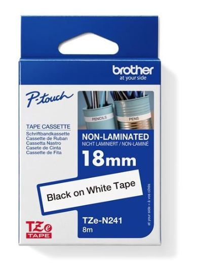 Obrázek BROTHER TZEN241 - kazeta TZ šířky 18mm, nelaminovaná TZE-N241, bílá/černé písmo