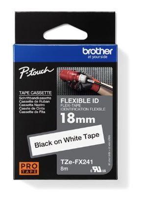 Obrázek BROTHER TZEFX241 - kazeta TZ šírky 18mm, flexibilní páskou TZE-FX241, bílá/černé písmo