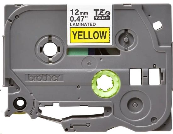 Obrázek BAZAR - BROTHER TZE631 - kazeta TZ šířky 12mm, laminovaná TZE-631, žlutá/černé písmo - 8m - Poškozený obal (Komplet)