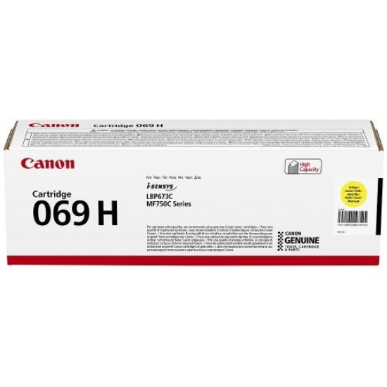 Obrázek Canon TONER CRG 069Y H žlutý pro LBP673Cdw, MF752Cdw, MF754Cdw, MF752Cdw II a MF754Cdw II (5 500 str.)