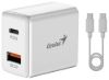 Obrázek GENIUS nabíjecí set PD- 20ACP, 20 W, rychlé nabíjení, USB- C PD3.0, USB- A QC3.0, 1m kabel USB- C USB- C, bílá