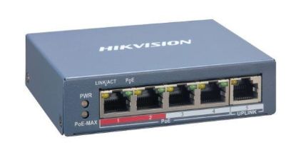Obrázek HIKVISION DS- 3E1105P- EI, Smart managed switch 4x 100TX PoE + 1x 100TX uplink, 60W, Super PoE
