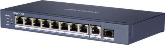 Obrázek HIKVISION DS-3E0510HP-E, full Gb switch 8x PoE (2x HI-PoE), 1x uplink RJ-45 + 1x uplink SFP, 110W, dosah až 300m