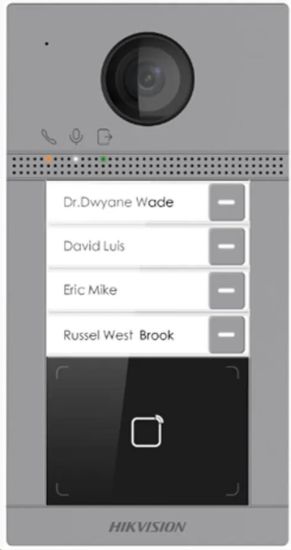 Obrázek HIKVISION DS-KV8413-WME1(C) IP dveřní interkom, 4-tlačítkový, čtečka karet, 2MPx kamera, WiFi-povrchová mont