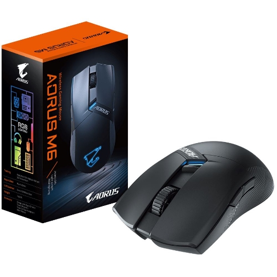 Obrázek GIGABYTE Herní myš Aorus M6, Bezdrátová 2.4GHz, USB-C, černá