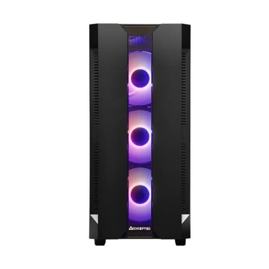 Obrázek CHIEFTEC skříň Miditower Gaming HUNTER, Black, 4x RGB Rainbow Fan, 2 x USB 3.0, side glass