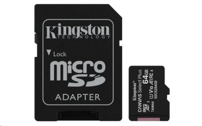 Obrázek Kingston MicroSDXC karta 64GB micSDXC Canvas Select Plus 100R A1 C10 Card + SD adaptér