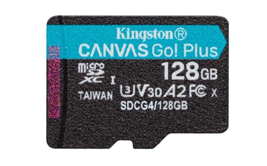 Obrázek Kingston MicroSDXC karta 128GB Canvas Go! Plus, R:200/W:160MB/s, Class 10, UHS-I, U3, V30, A2 + Adaptér