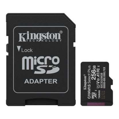 Obrázek Kingston MicroSDXC karta 256GB Canvas Select Plus, U1, V10, A1, SD Adaptér