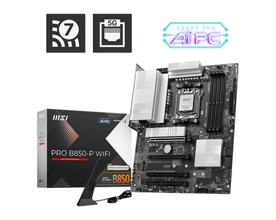 Obrázek MSI MB Sc AM5 PRO B850-P WIFI, AMD B850, 4xDDR5, 1xHDMI, WiFi, ATX