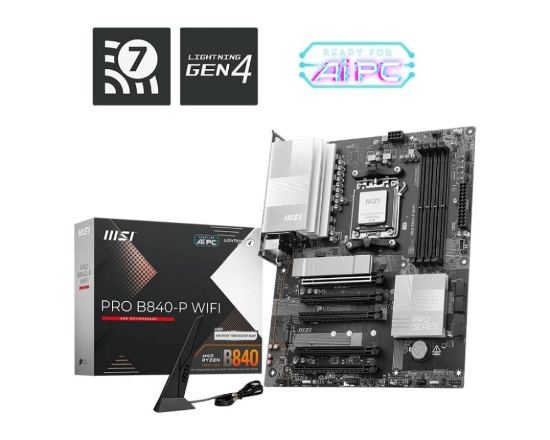 Obrázek MSI MB Sc AM5 PRO B840-P WIFI, AMD B840, 4xDDR5, 1xHDMI, WiFi, ATX