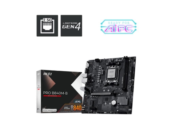 Obrázek MSI MB Sc AM5 PRO B840M-B, AMD B840, 2xDDR5, 1xHDMI, 1xVGA, mATX