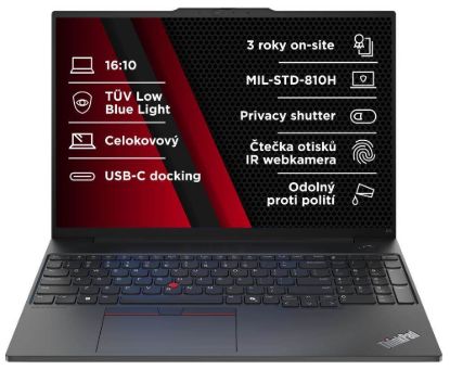 Obrázek LENOVO NTB ThinkPad E16 AMD G2 - Ryzen5 7535HS,16" WUXGA,16GB,512SSD,FHD+IRcam,W11P