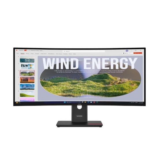 Obrázek LENOVO LCD T34WD-40 - 34",VA,matný,21:9,3440x1440,120Hz,4ms,300cd,3000:1,HDMI,DP,USB-C,PD100W,RJ45,USBhub,VESA